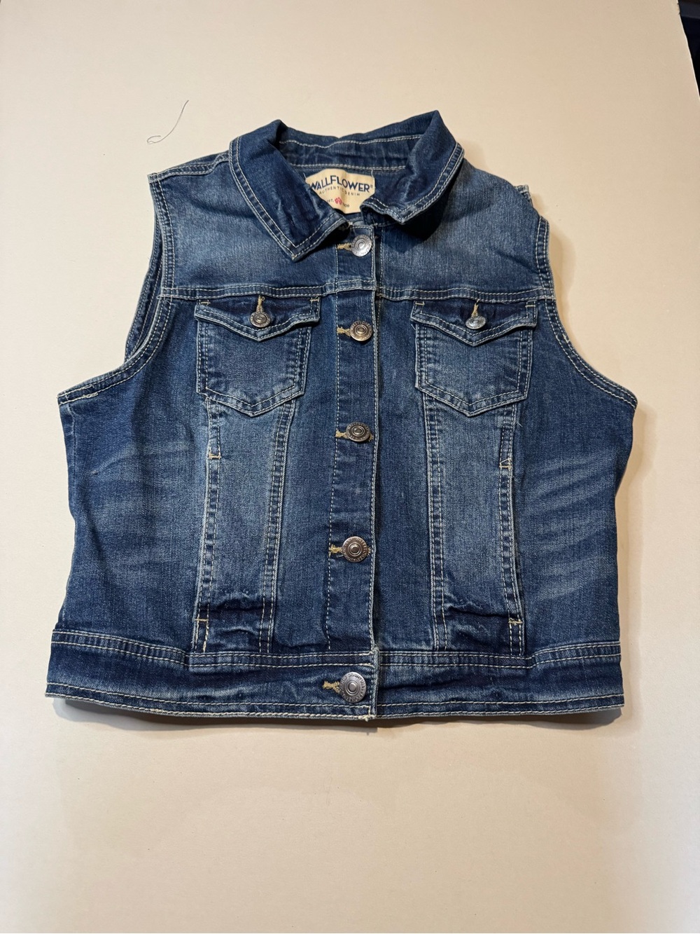 Wallflower Dark Blue Denim Button-Up Vest